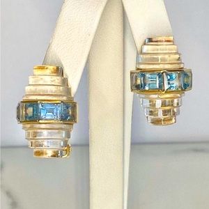 Rare 14k Patricia Schepps Vail for Seaman Schepps Earrings Crystal Quartz Topaz